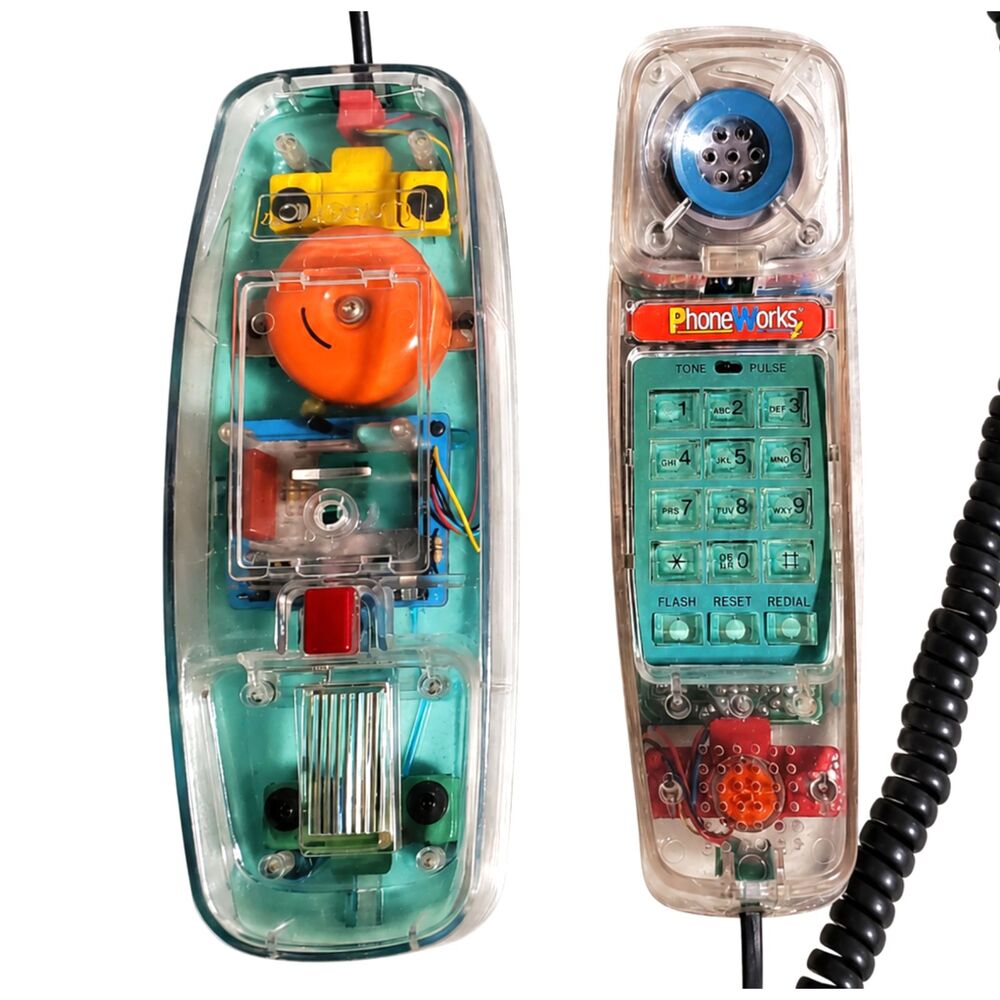 80s Retro Telephone Clear Neon Colorful Pop Art Blue Unisonic Novelty Model 6900
